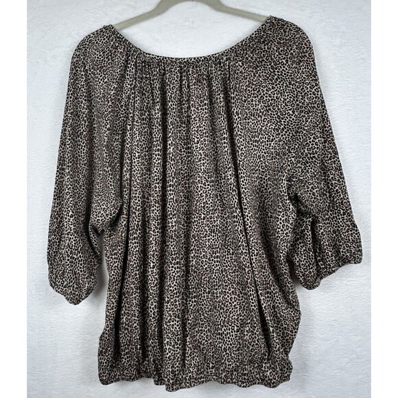 Michael Kors Cheetah Print Top Plus 3X Animal Black Tan Flowy Soft - Picture 3 of 6